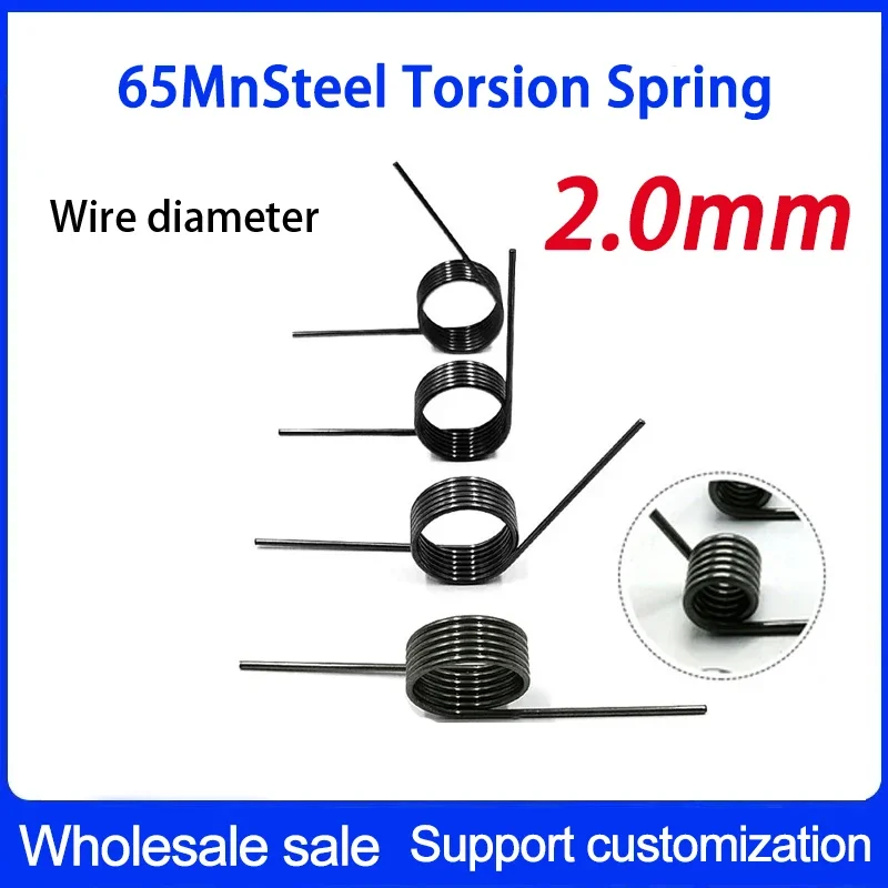 V-Shaped Helical Torsion Spring 65Mn Steel Wire Diameter 2.0mm Helicaltorsio Ring Angle 60 90 120 180 Degrees 10Pieces