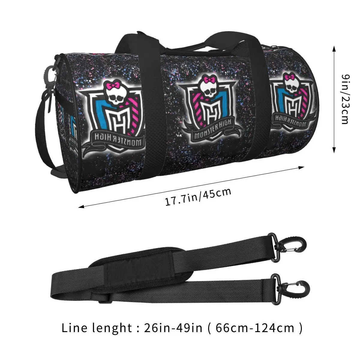 Bolsa de ginástica Monster High para homens e mulheres, padrão 3D, bolsas esportivas impermeáveis, grande capacidade, bolsa de treinamento de viagem vintage