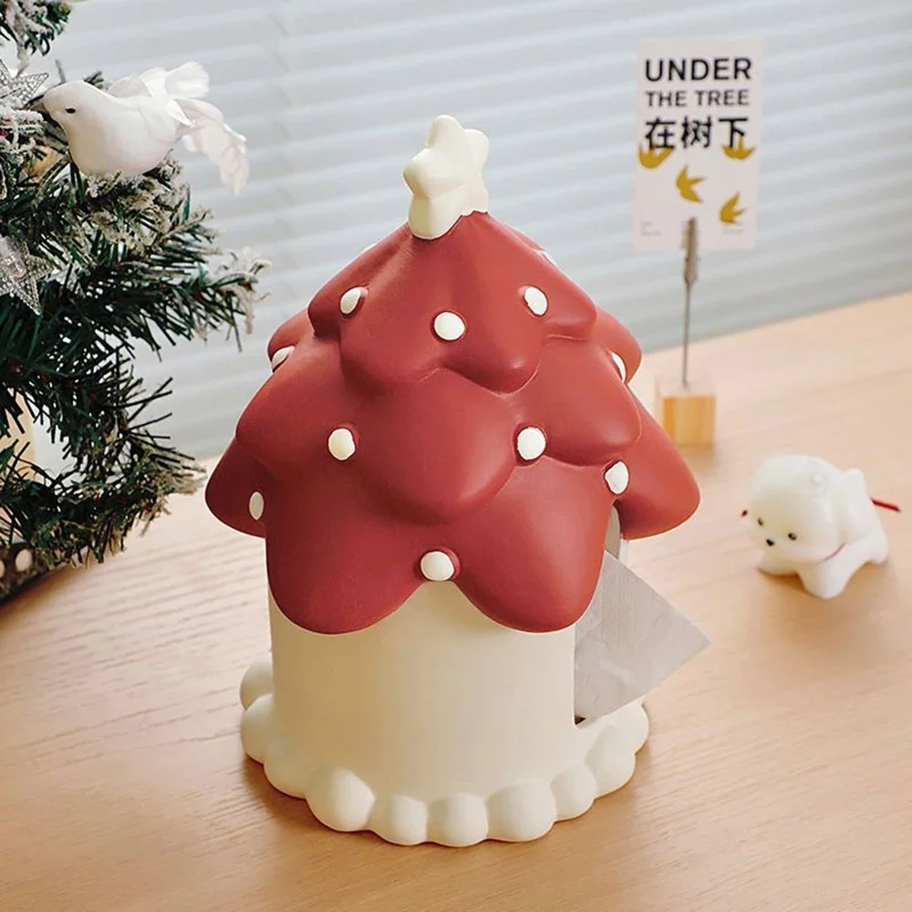 Christmas Tree Tissue Box Home Paper Roll Box Ceramic Holiday Atmosphere Napkin Box High-grade Luxury Decorative Gifts