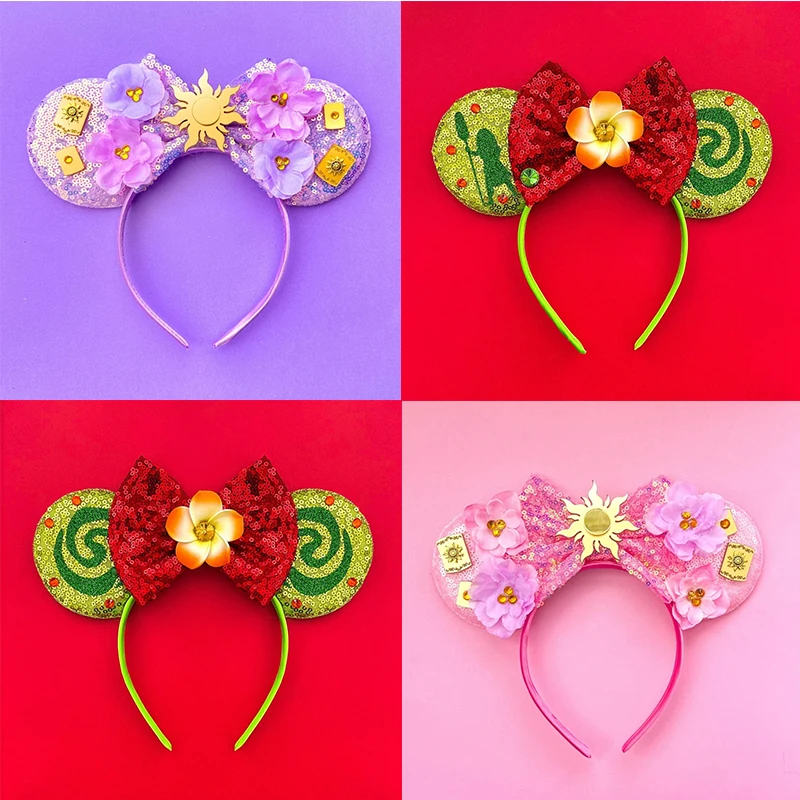 

Disney Anime Moana Ears Headband Women Maui Matau Hairbands For Girl Cute Sequins Bow Party Hair Accessories Kids Birthday Gift