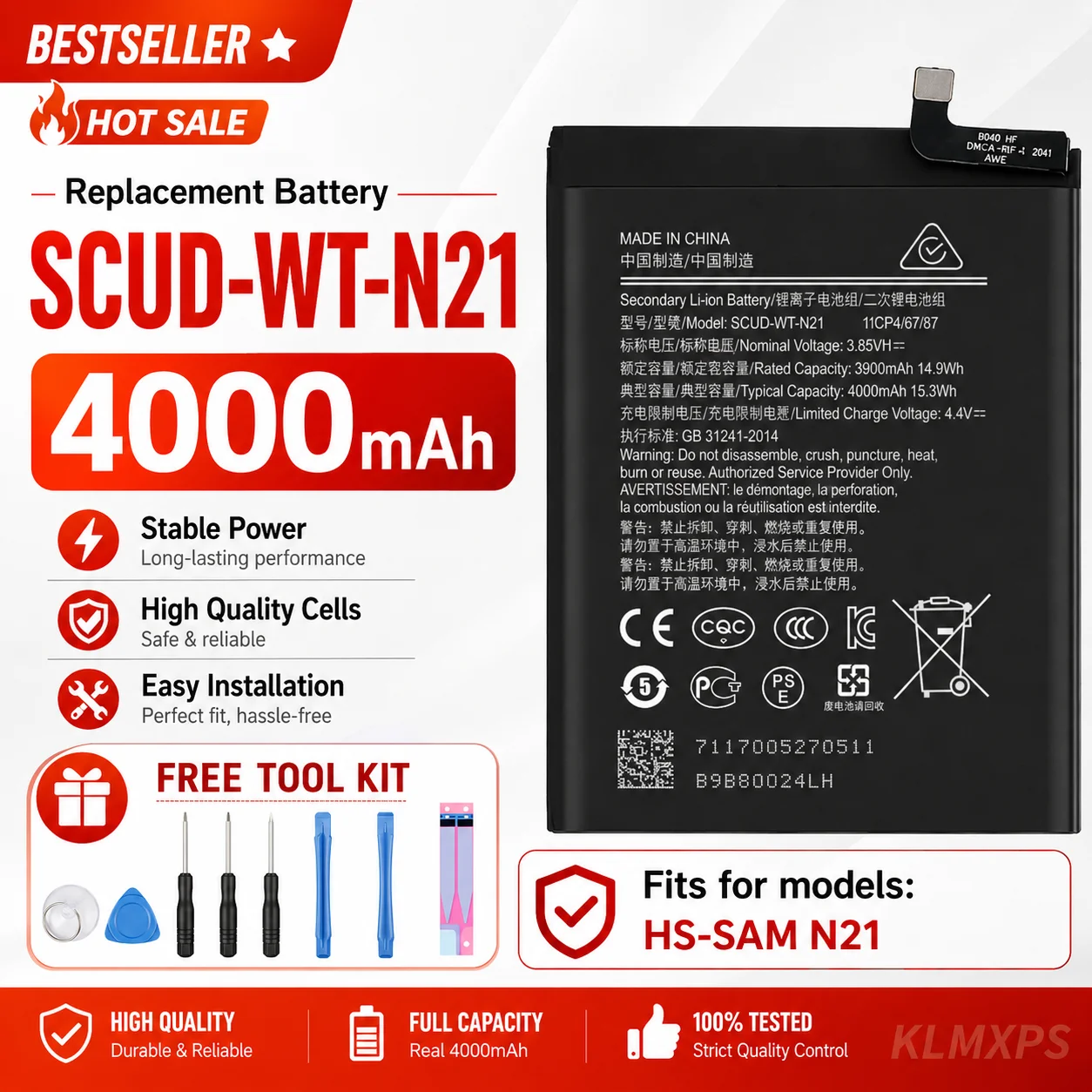 Replacement Battery 4000mAh/5000mAh for Samsung Galaxy A14 5G A22