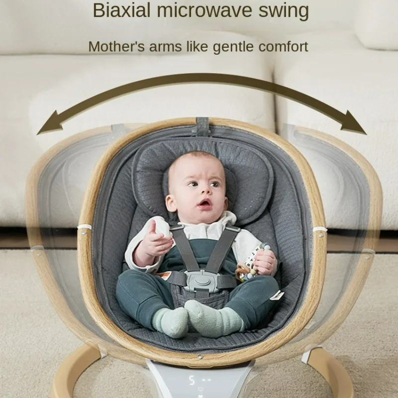 Microwave Swing Baby Rocking Chair, Bluetooth Music Baby Bouncer, Newborn Bed Soothing Cradle Electric Rocking Chair for Baby