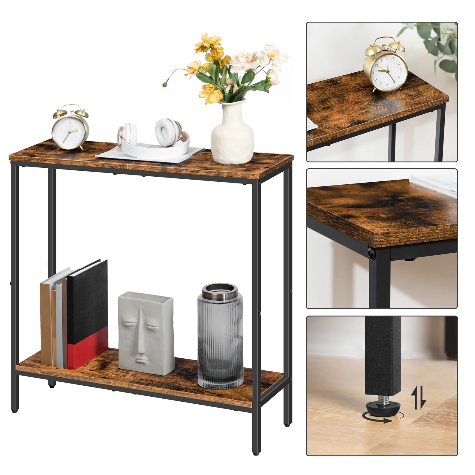 HOOBRO Narrow Console Table With Shelf Side Table Hallway Table Small Display Table Sofa Table For Small Space For Entrance