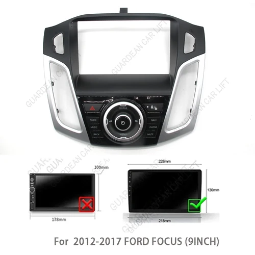 Imagen 2 del producto Fascias de Radio de coche de 9 pulgadas para FORD FOCUS 2012-2017 reproductor de marco estéreo Android 2 Din Panel de unidad principal embellecedor de tablero con cable canbus