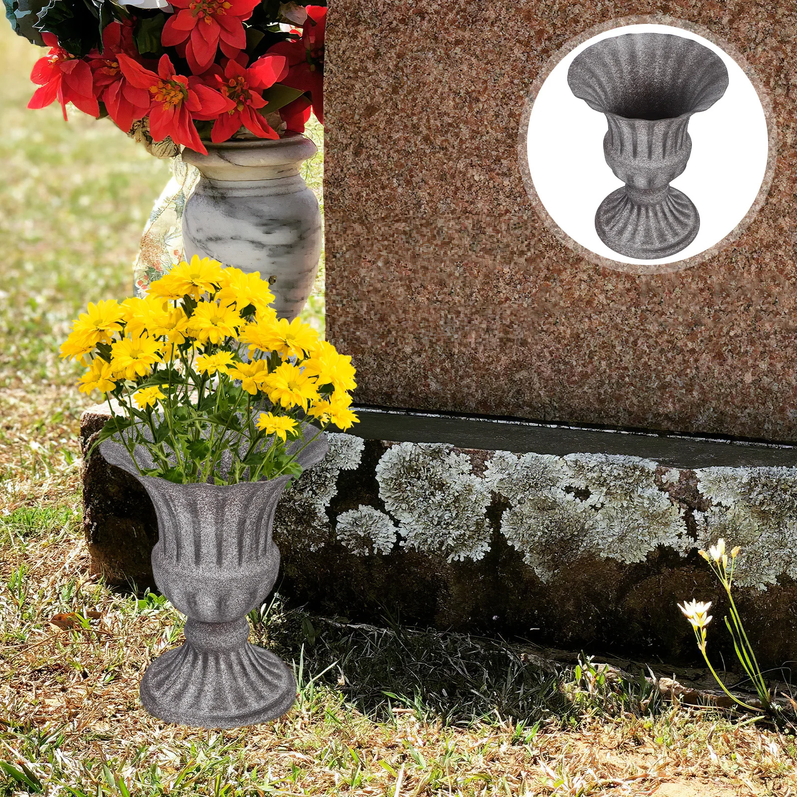 

1pcs Cemetery Iron Flower Holder For Grave Memorial Vase Outdoor Graveyard Decoration Metal Flower Vase For Graves