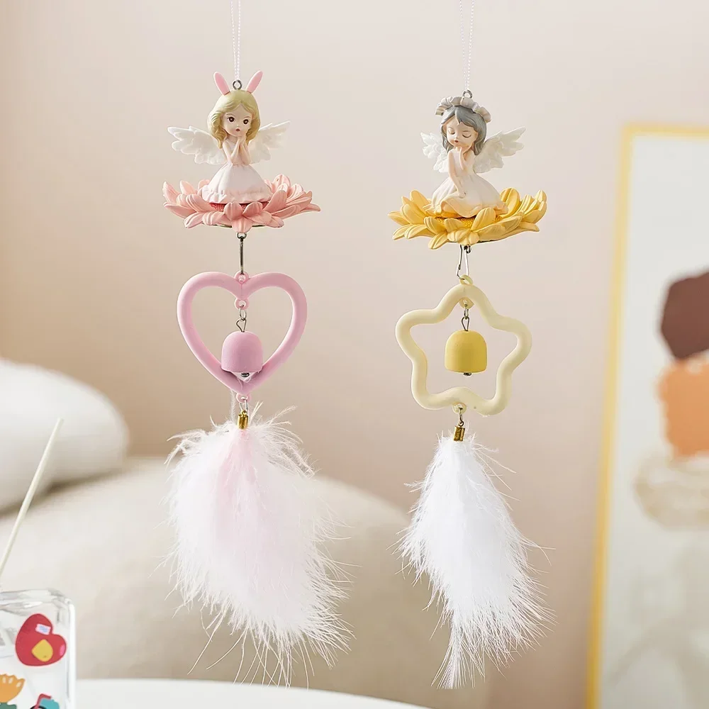 Cute Wall Decor Window Wind Chimes Car Decor Angel Wind Chime Kawaii Crafts Hanging Drop Ornament Home Garden Decoration Gift