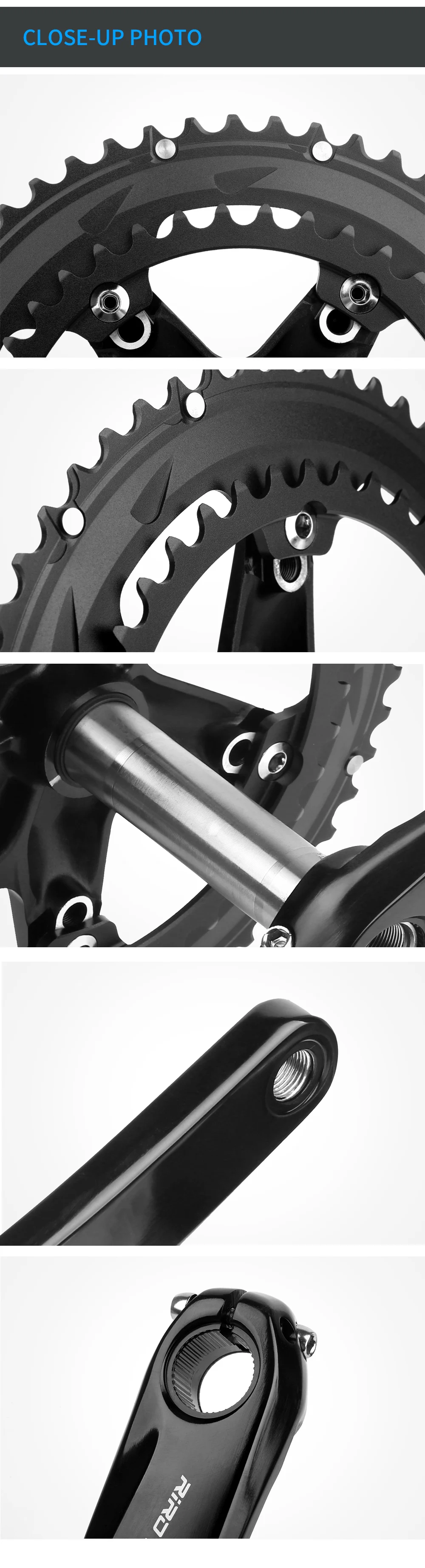 RIRO 106 Rennrad Integrierte Kurbelgarnitur 170 mm 110BCD 50-34T/53-39T Doppelkettenblätter Kettenräder Hohles Rennrad Kettenblatt – Detail 9