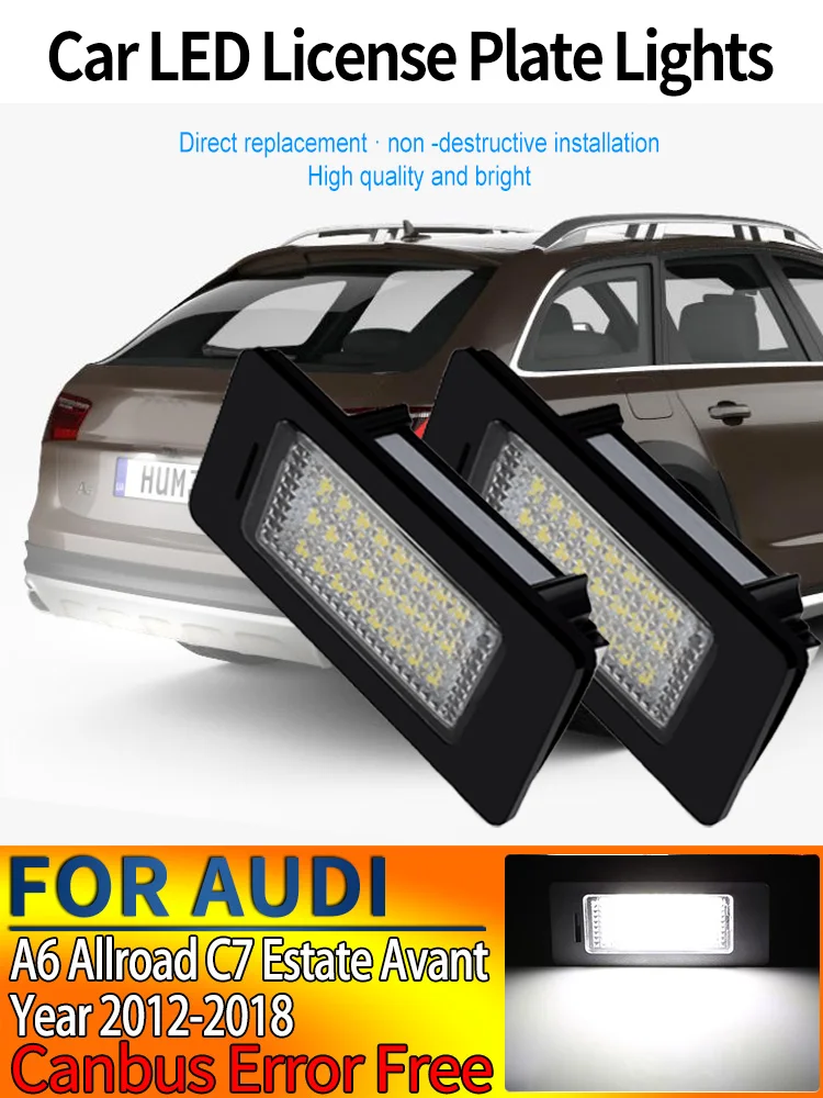 2 Stück 12V Canbus Auto-LED-Kennzeichenbeleuchtung für AUDI A6 Allroad C7 Estate Avant, 4gh;4gj 2012 2013 2014 2015 2016 2017 2018