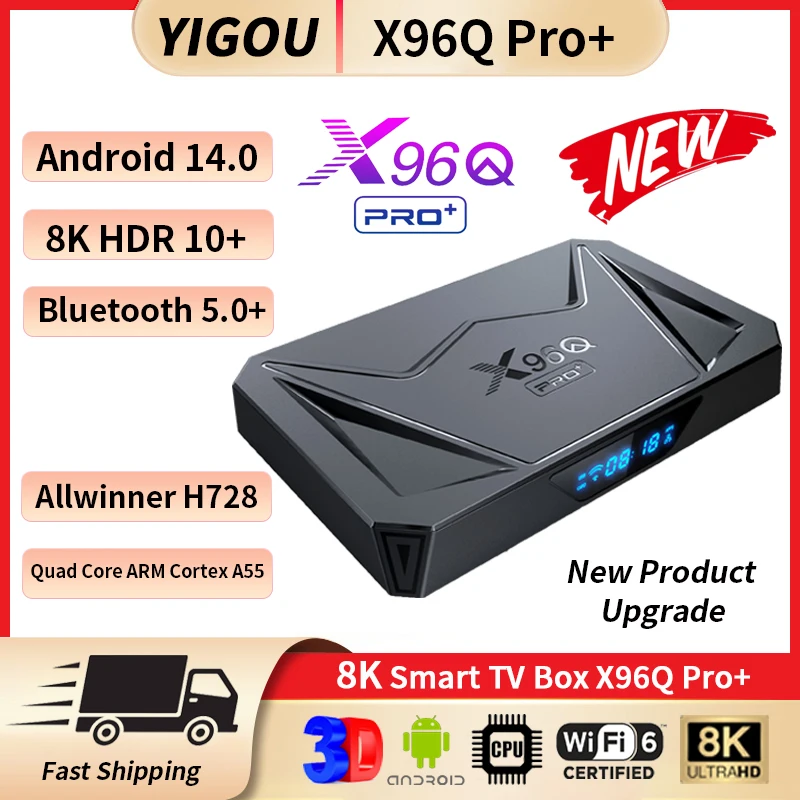 X96Q PRO+ TV BOX Allwinner H728 4G 32G 64G 1000M LAN WiFi6 BT 4K 8K مع مشغل الوسائط عن بعد الصوتي Google Android 14 Smart TV Box #1