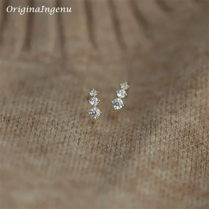 Solid 9K Gold Dainty Zirconia Stud Earrings 9k Gold Women Jewelry Minimalist Delicate Earrings Tarnish Resistan Fine Jewelry