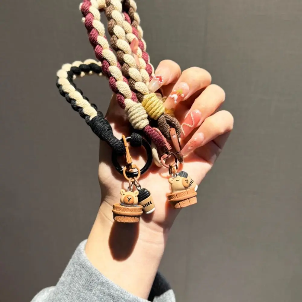 

Detachable Capybara Phone Pendant Short Phone Strap Mobile Phone Lanyard Anti-lost Weave Rop Capybara Keyring Lanyard Patch