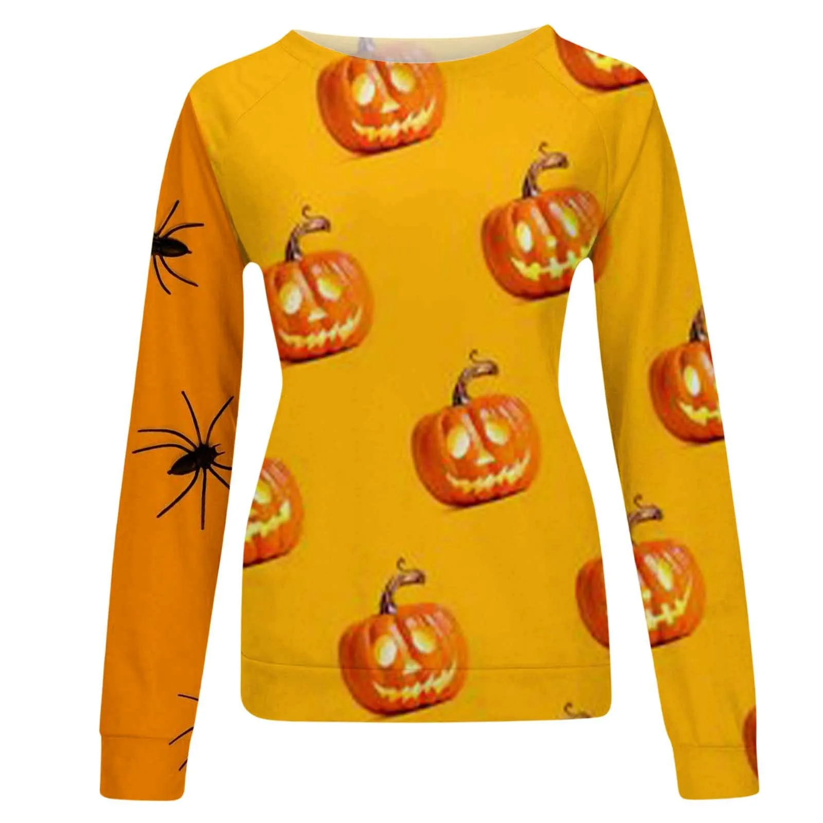 Sweat à capuche imprimé d'Halloween pour femme, col rond, manches longues, sweat à capuche décontracté mince, pull tendance, sweat-shirt assressenti, mode de vacances