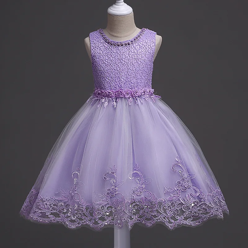 

Baby Kids Young Girls Elegant Lilac Evening Prom Dresses 4 6 8 10 Years Child Flower Wedding Birthday Party Costume Eid Clothes