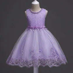 Baby Kids Young Girls Elegant Lilac Evening Prom Dresses 4 6 8 10 Years Child Flower Wedding Birthday Party Costume Eid Clothes