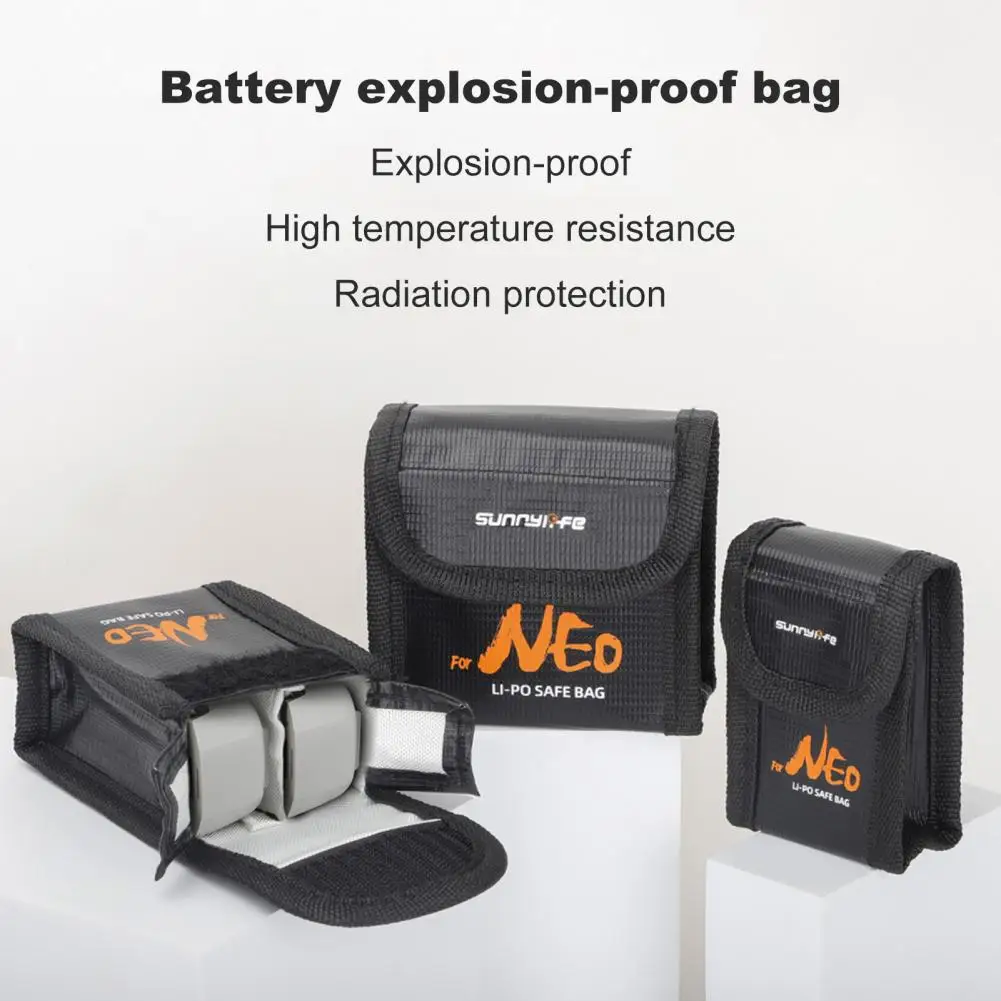 Heat-resistant Battery Pouch Battery Explosion-proof Bag Fireproof Battery Organizer Pouch with Fastener Tape for Safe Storage