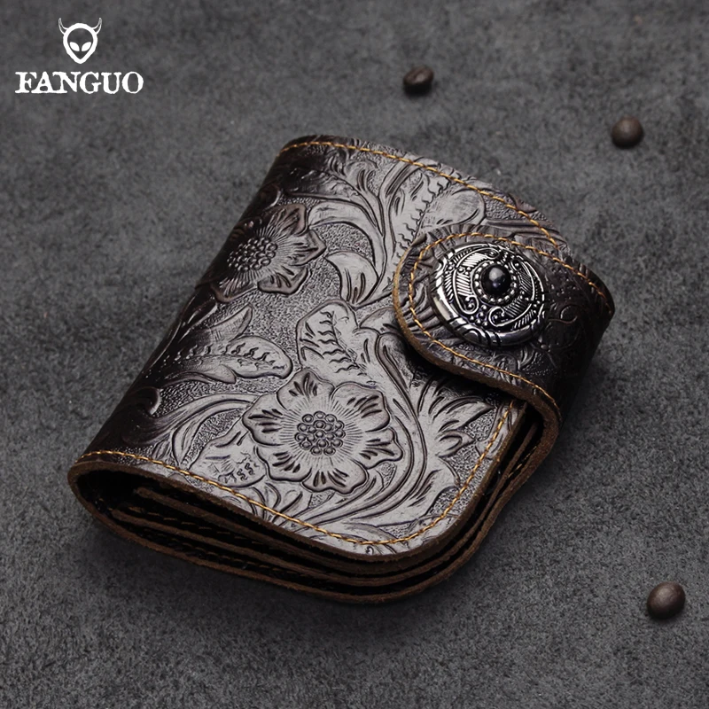 

Handmade Genuine Leather Men's Short Wallet Credit Card Holder Coin Purse Short Male Card Holder Wallets Zipper Money Coin Purse