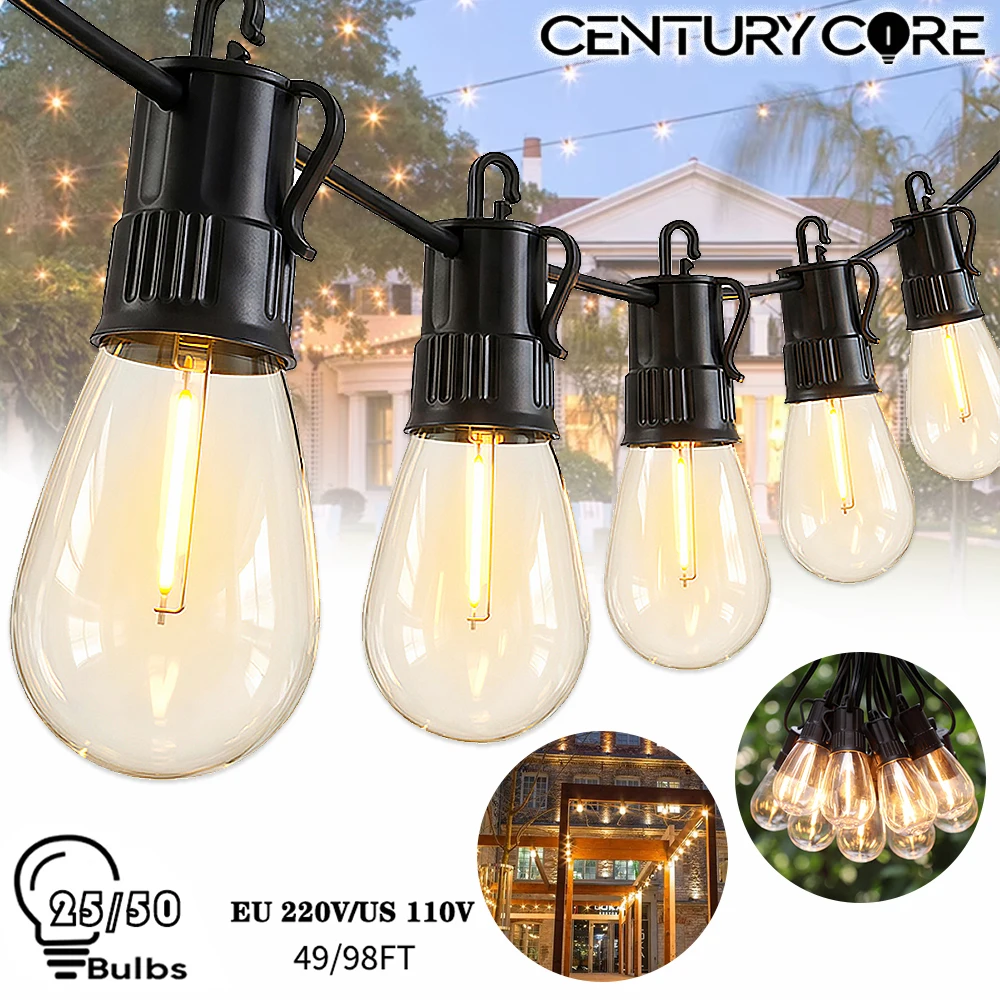 

Гирлянда S14, 220В (ЕС) / 110В (США), светодиодная, уличная, E12, водонепроницаемая, ударопрочная, пластиковая, для сада, винтажная, для вечеринок, свадеб, декоративная