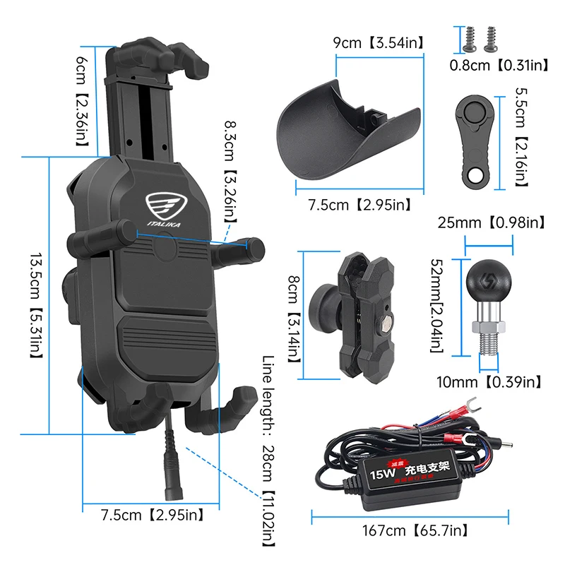 Für ITALIKA FT200TS RC 125 RC200 RC150 MODENA 175 Motorrad Telefon Halter Navigation Unterstützung Clip Halterung Drahtlose Ladung