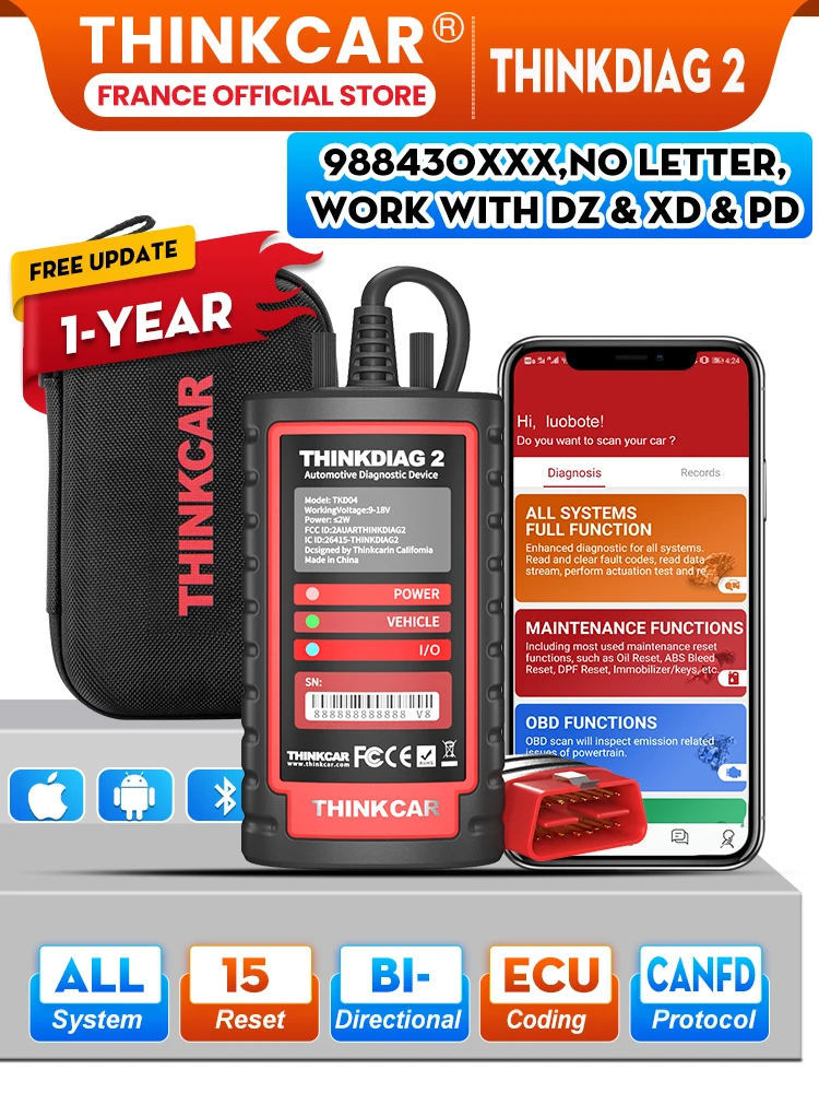 Thinkdiag 2 Ediag Plus Narzędzia Diagnostyczne OBD2 z protokołem CAN FD, Bluetooth, kodowaniem ECU, testem aktywnym, skanerem wszystkich systemów OBD2 — 2