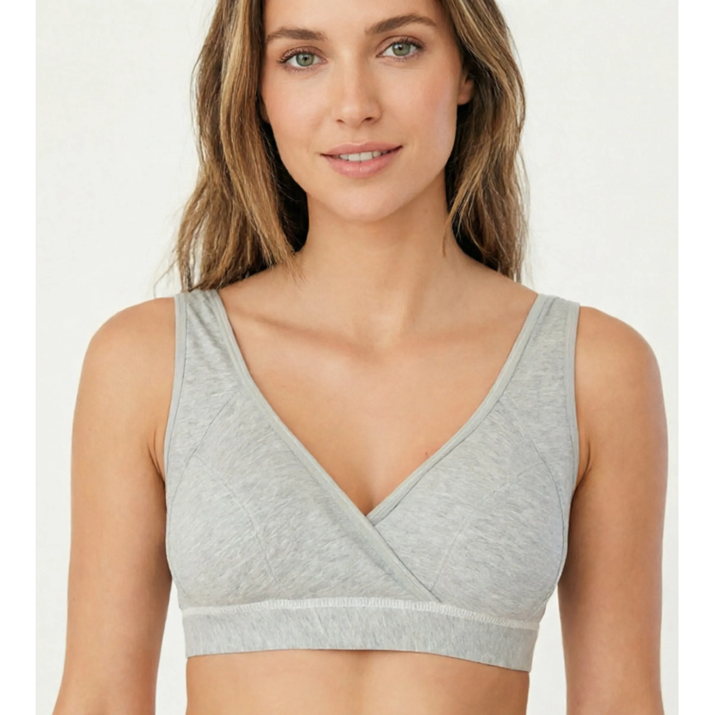 Soutien-gorge d'allaitement confortable sans armatures en coton respirant, modèle croisé, pour la grossesse et l'allaitement