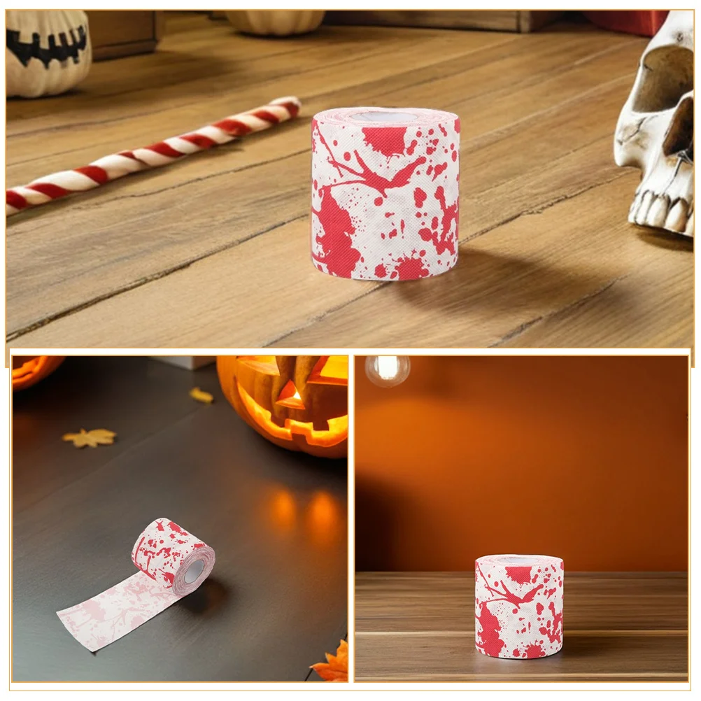 4 rotoli di carta igienica con stampa di mani insanguinate di Halloween, rotolo di carta igienica decorativa per forniture per feste in bagno, rotolo festivo con stampa natalizia