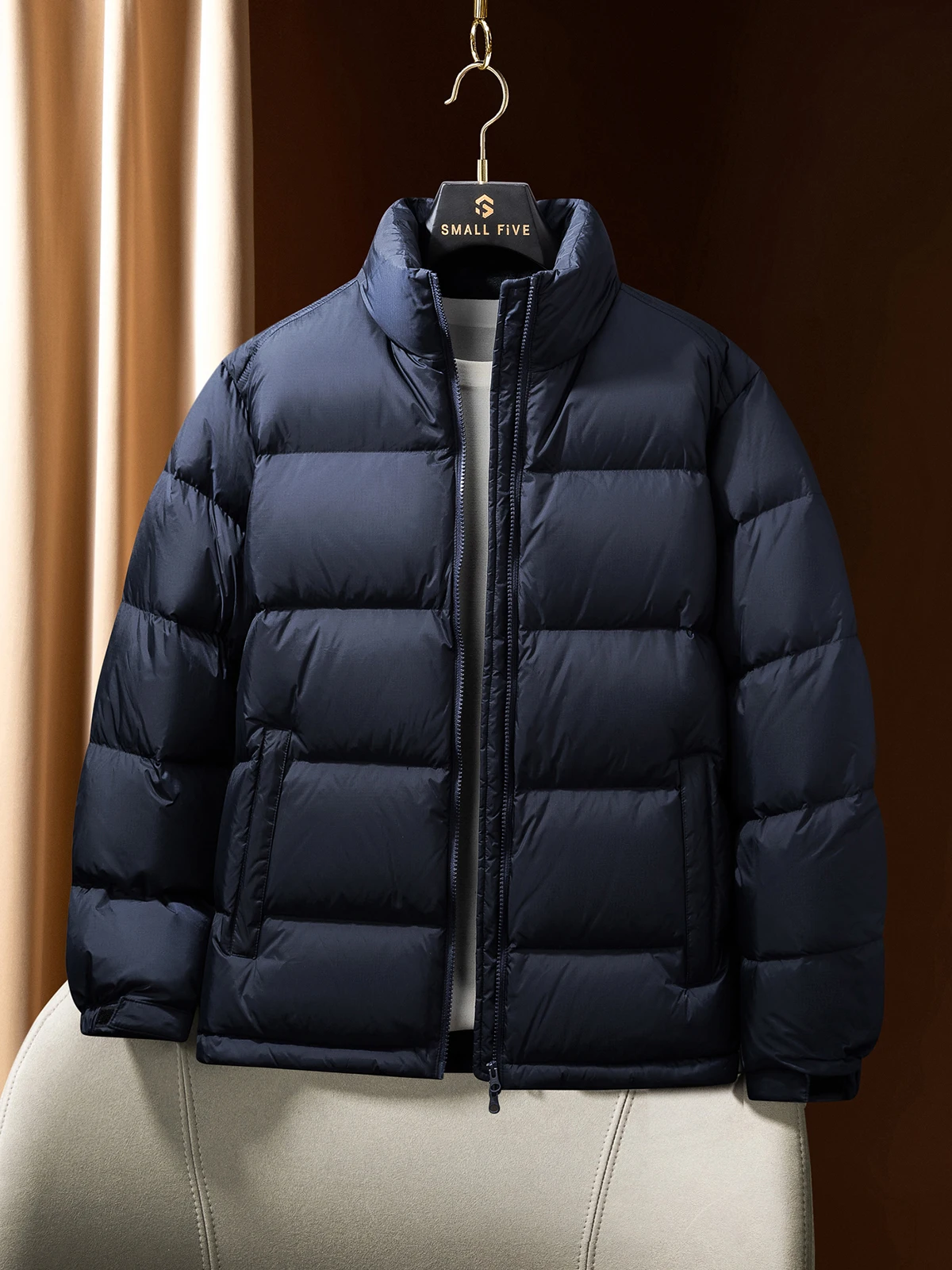 

Мужская зимняя утепленная теплая ветрозащитная водонепроницаемая белая пуховая куртка с воротником-стойкой, повседневная, объемная, пуховая, верхняя одежда