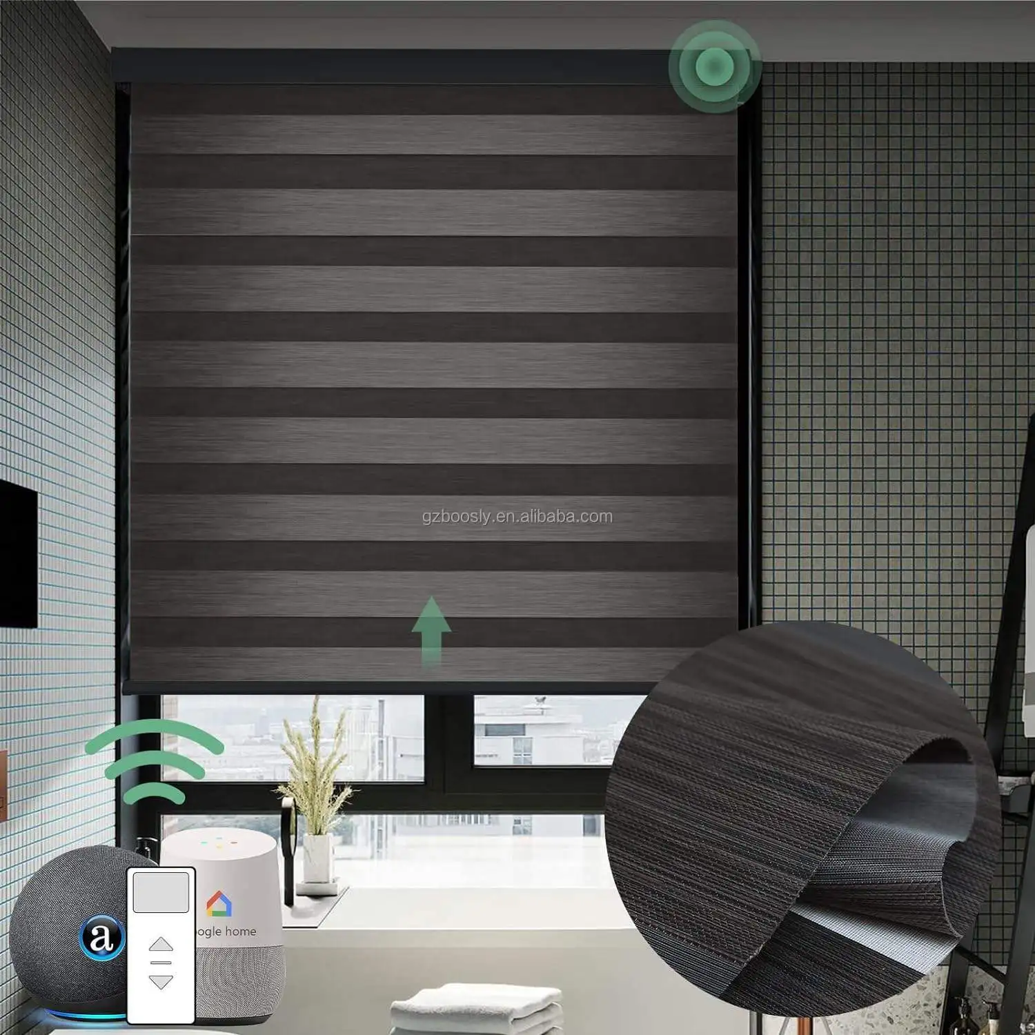 Window Zebra Shades Black Out Blinds Remote Control Vision Smart Zebra Blinds Motorized Automatic Window Blinds