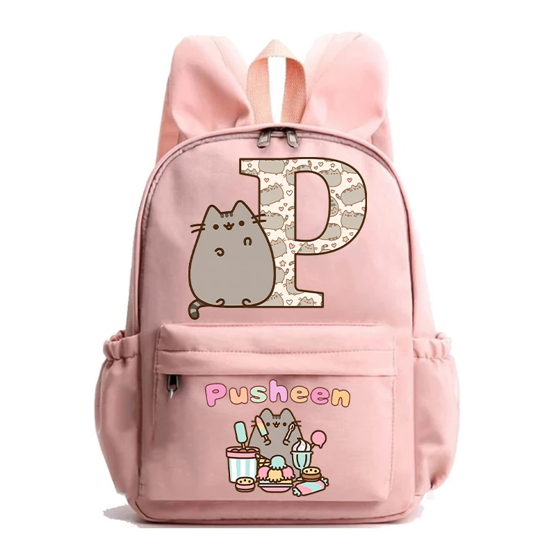 Nowy plecak szkolny Pusheen dla dziewczynek Kawaii Cartoon nadrukowane litery tornister plecak dla dzieci o dużej pojemności przybory szkolne dla