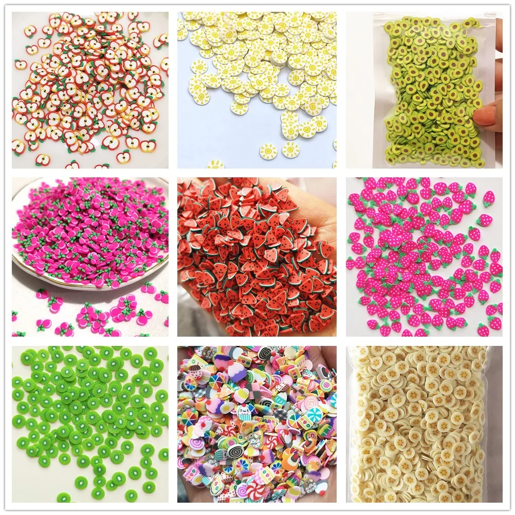 

500g/Pack Sliced Fruit DIY Phone Case Decor Mix Clay Sprinkles Mini Strawberry Slices Fluffy Clear Slime Clay Home Decor