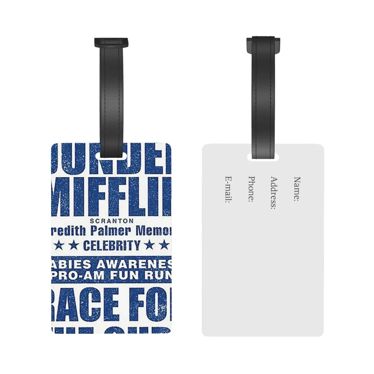 Dunder Mifflin Rabies Awareness Race For The Cu Luggage Tags Suitcase Travel Baggage Boarding Tag Label Holder ID Name Address