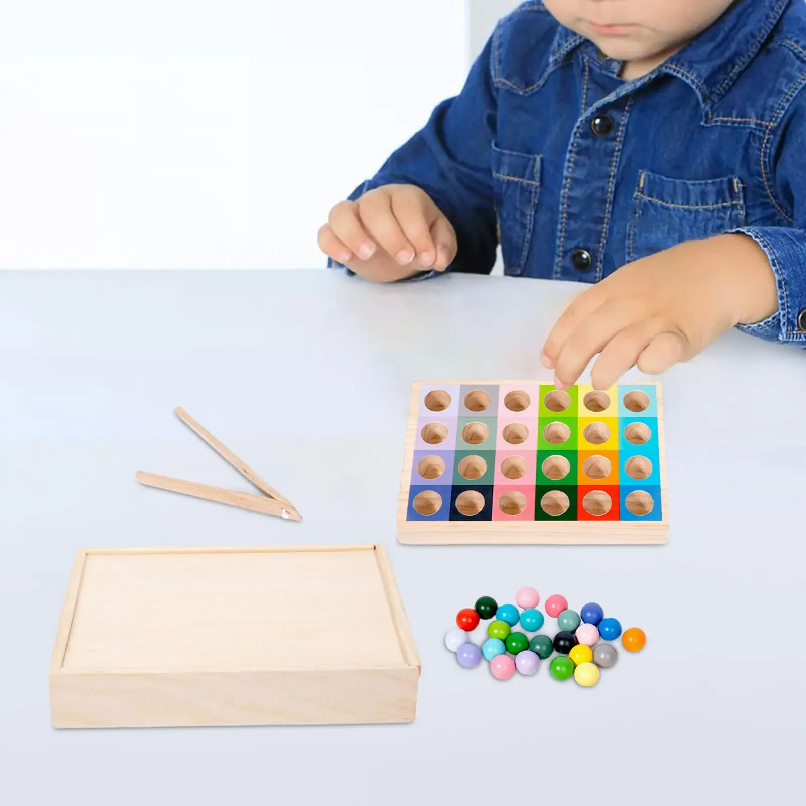 Wooden Peg Board Beads Game Development Fine Motor Skills Preschool Valentines Day Gifts Educational Color Sorting Balls Game