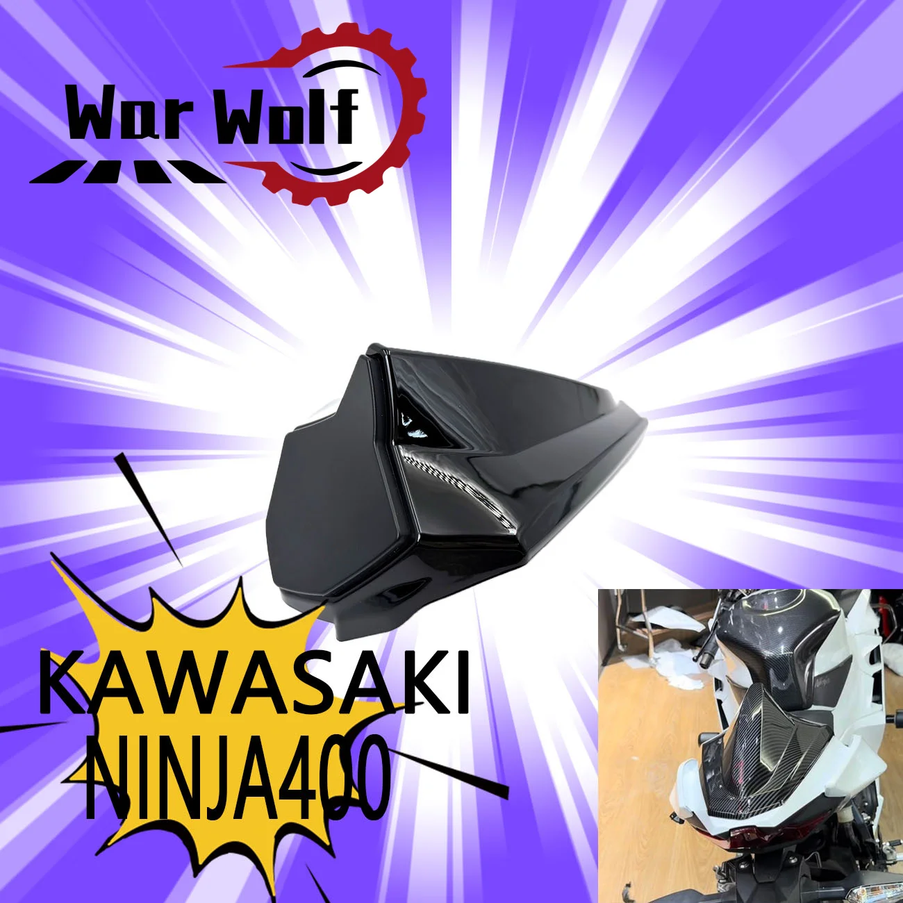 Protector de Asiento Trasero para Motocicleta Kawasaki NINJA400 Z400 2018-2026, Cubierta de Guardabarros Trasero, Carenado, Protector de Asiento Trasero, Almohadilla de Goma