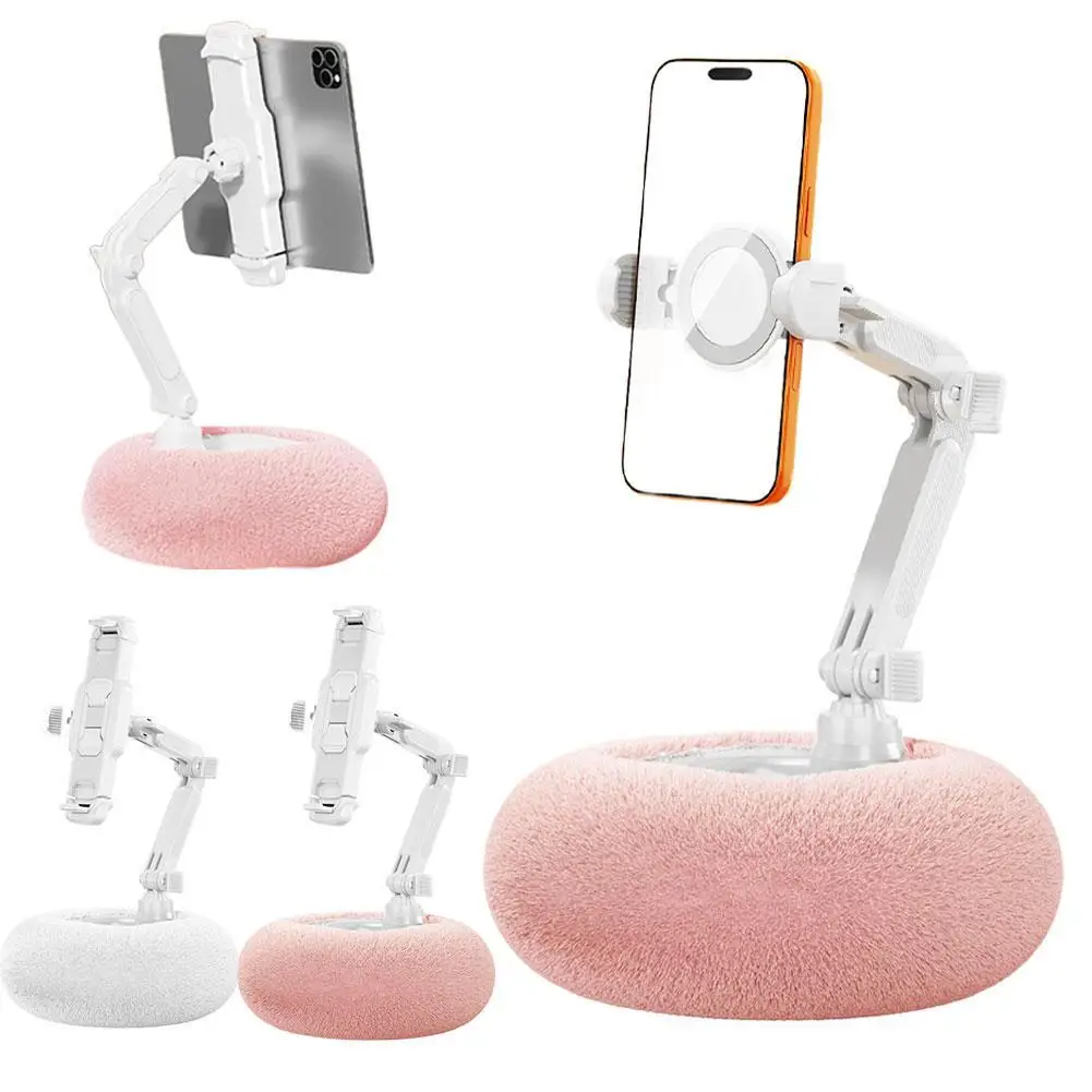 

Foldable Plush Phone Holder Rotatable Car Sofa Bed Lazy Holder For Mobile Tablet Pillow Stand Adjustable For Reading On Bed