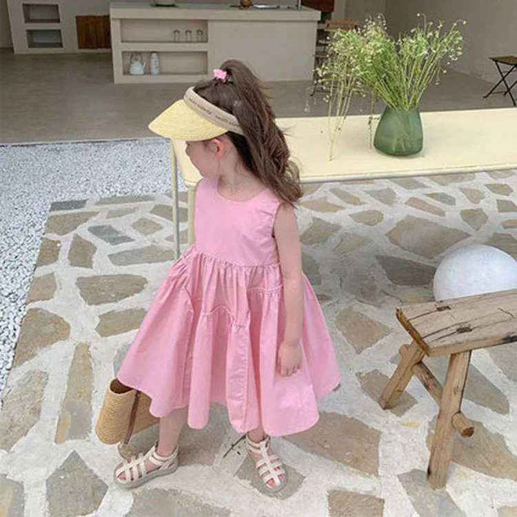 2024 Summer Girls Cute Sleeveless Dress Two Colors