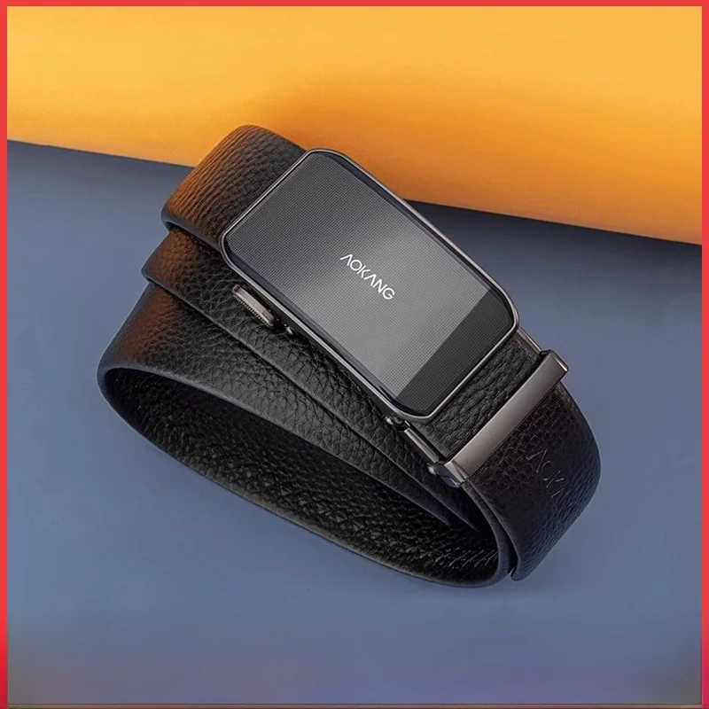 aokang-men's-leather-belt-soft-leather-casual-automatic-buckle-business-pants-belt-trendy-first-layer-cowhide-waist-belt