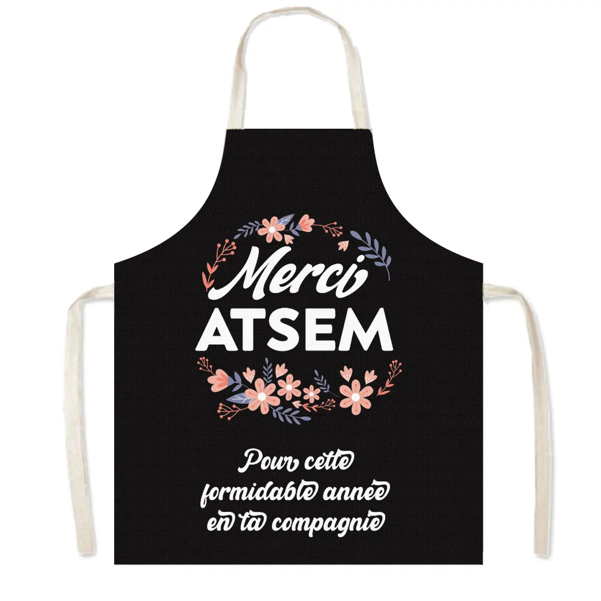 Super Atsem Merci Maitresse Cooking Aprons Teacher\'s Day Graduation Gift Kids Bib Women Baking Apron Household Cleaning Tools