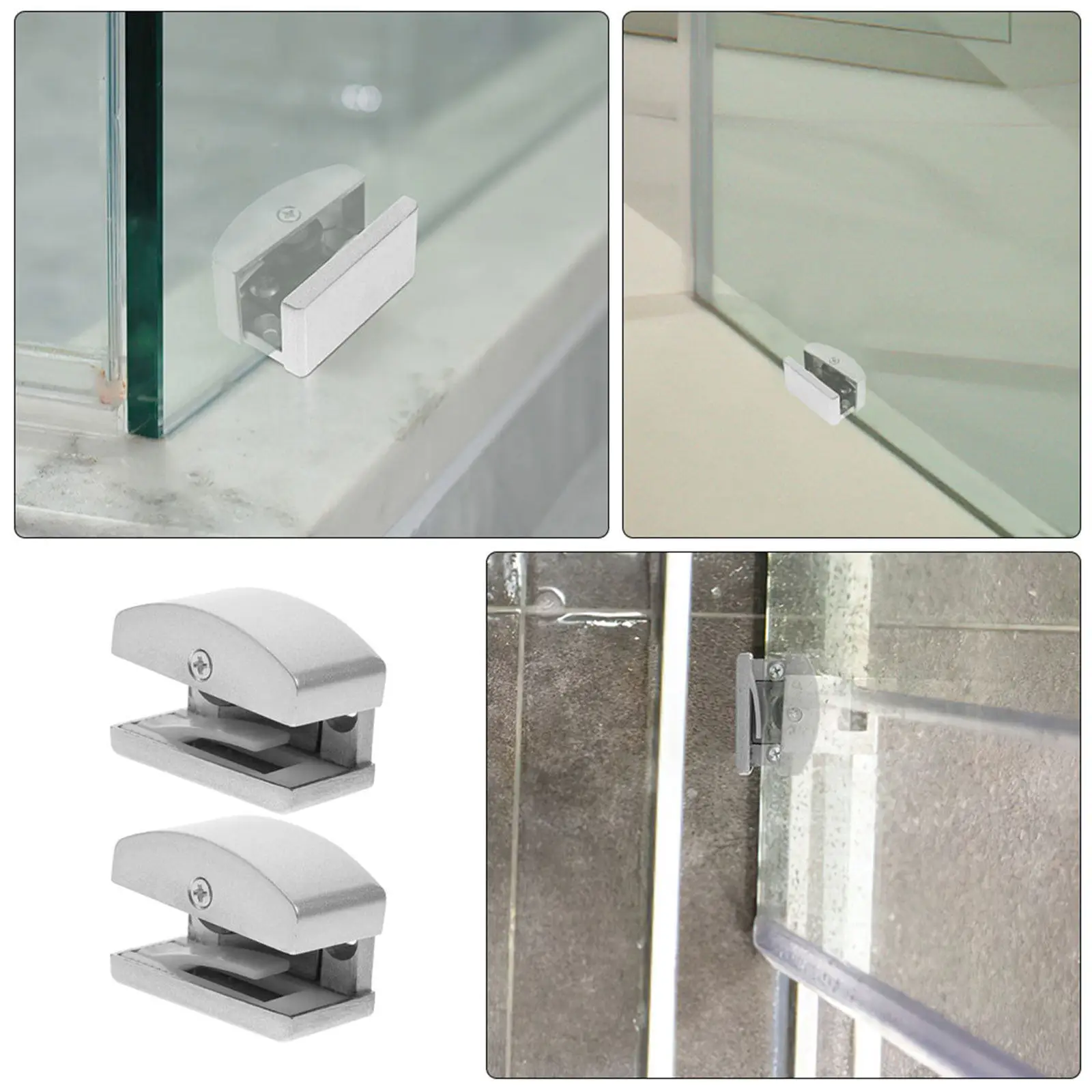 

2Pcs Shower Door Guides for Glass Sliding Doors Bottom Mount Aluminum Rubber Door Stopper Anti-Vibration Anti-Swing Bathroom
