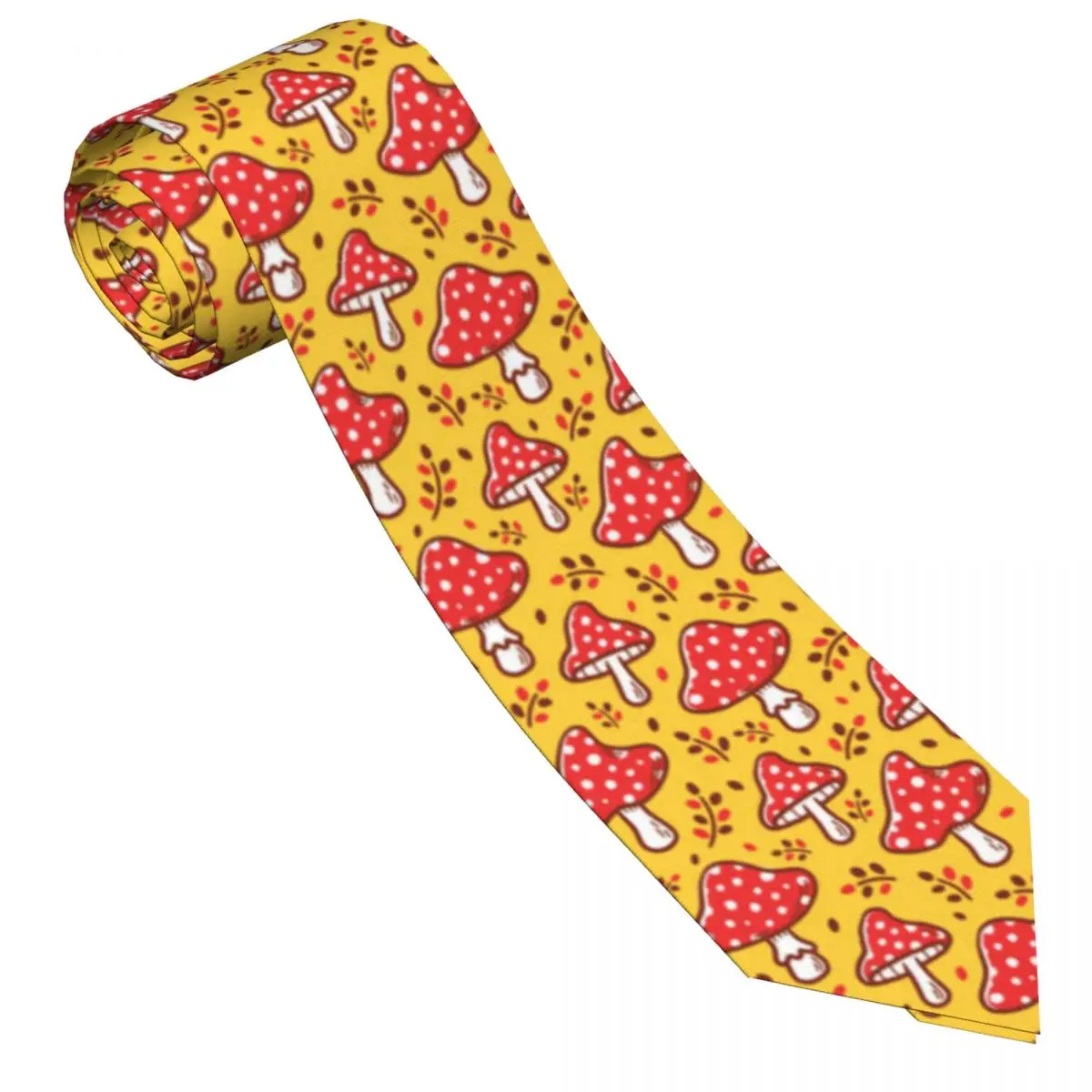 Mens Tie Slim Skinny Amanita Mushroom Necktie Fashion Free Style Tie for Party Wedding