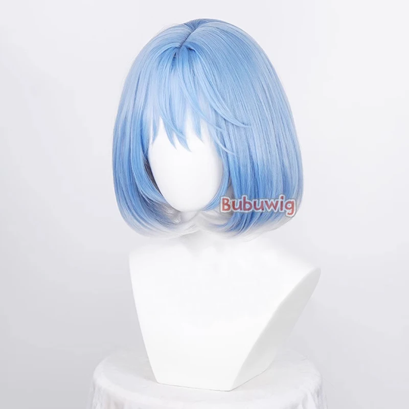 Bubuwig الشعر الاصطناعية Irelia تأثيري الباروكات لعبة LOL الخزف Irelia 35 سنتيمتر قصيرة مستقيم الأزرق مختلط رمادي بوبو شعر مستعار مقاومة للحرارة