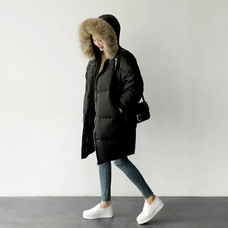 Winter Jacket Women Parka Warm Down Cotton Coats Female Loose Hooded Long SleeveThicken Oversize Women Winter Coat Padded Black