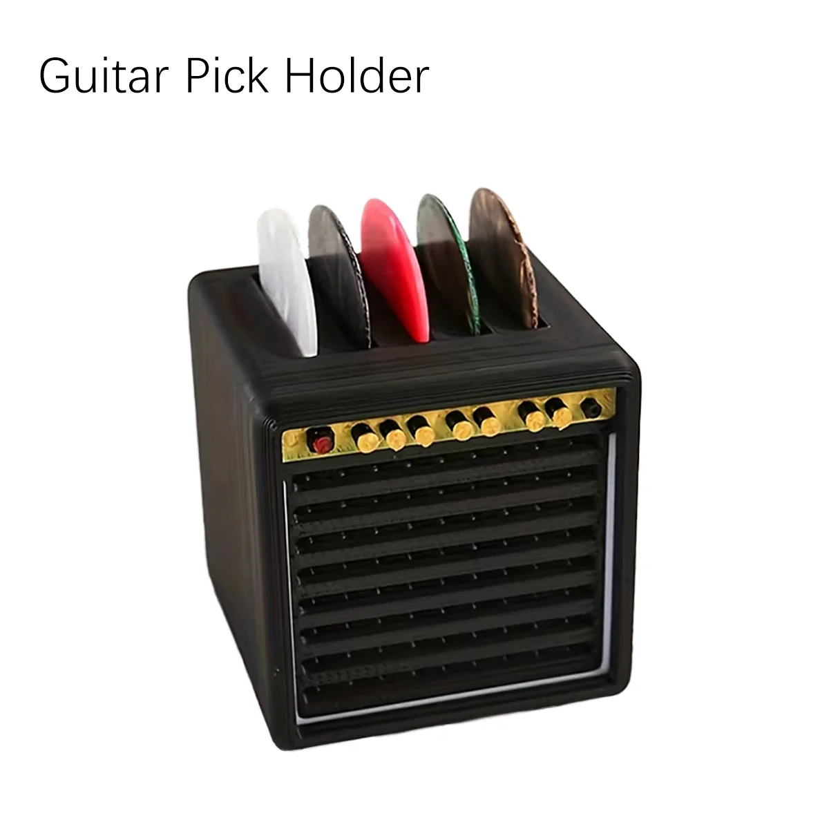 Miwayer Kompakter Gitarrenplektrum-Halter 3D-Druck Schubladendesign Feuchtigkeitsbeständiger Plektrum-Organizer für Gitarrenspieler