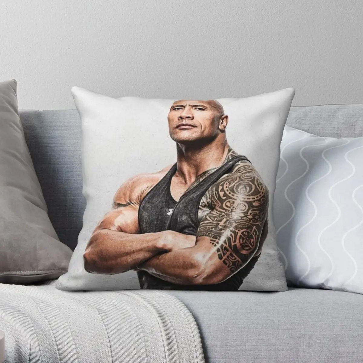 Dwayne Johnson Pillowcase Polyester Linen Velvet Creative Zip Decor Bed Cushion Case