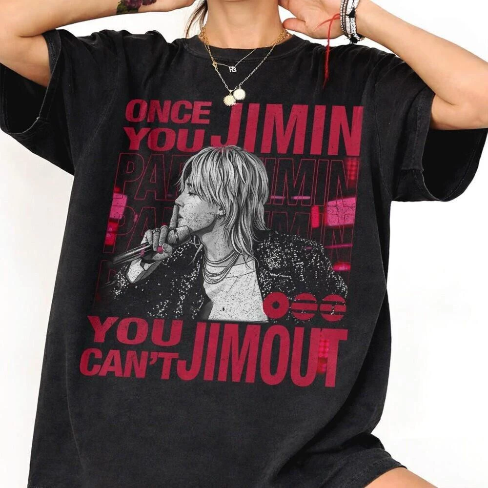 Camiseta Unissex BTS Jimin Arirang 2026 Nova, Kpop Boy Band, Tour de Verão, Oversize, 100% Algodão, Moda Masculina e Feminina, Streetwear