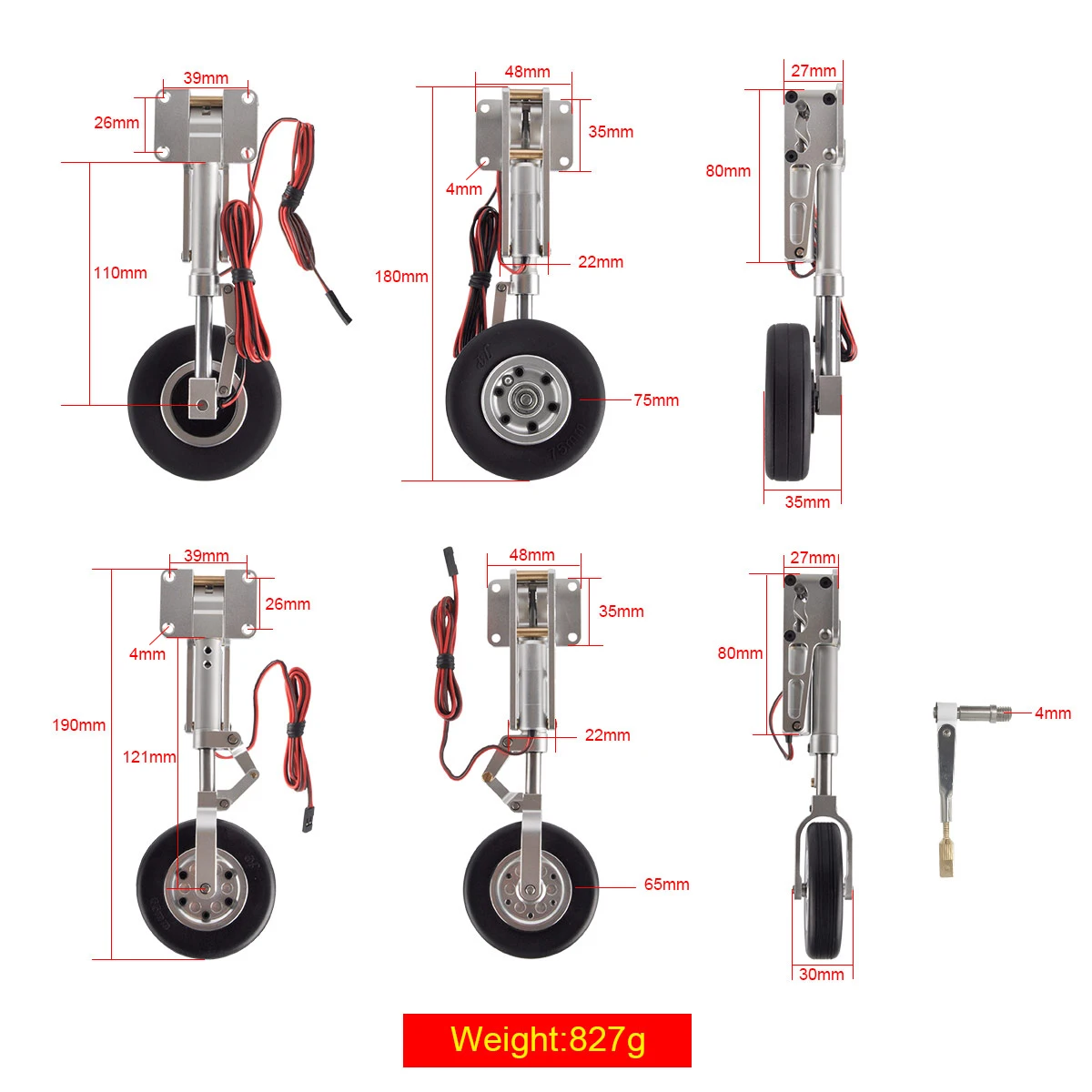 Ensemble de train d'atterrissage électronique ER120 avec train d'atterrissage de contrôleur pour turbojet