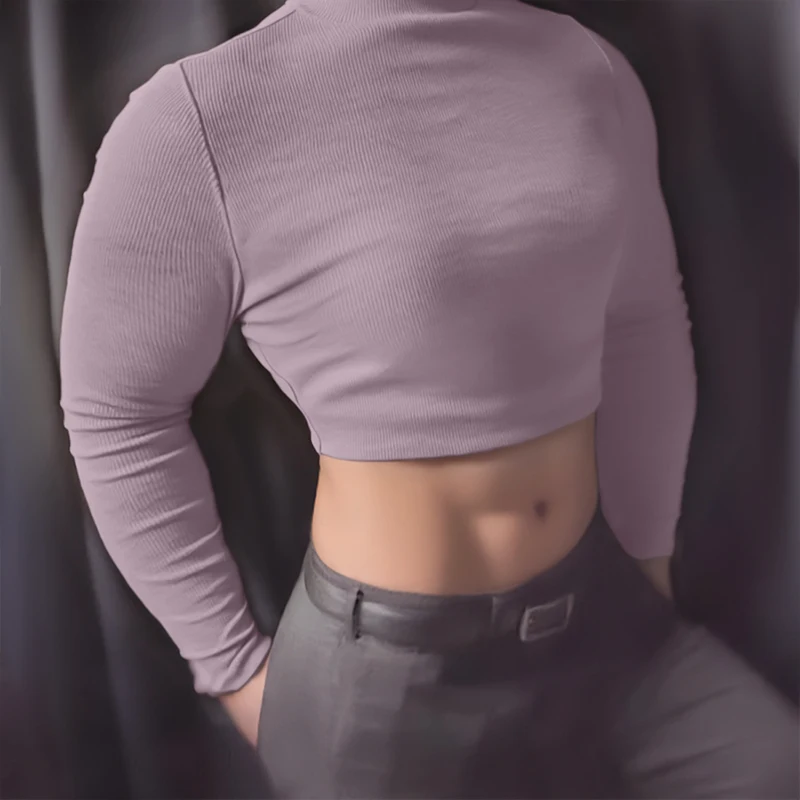 INCERUN الرجال تي شيرت بلون الياقة المدورة طويلة الأكمام محبوك الذكور المحملة القمم الشارع الشهير 2025 موضة عادية المحاصيل القمم الرجال S-3XL