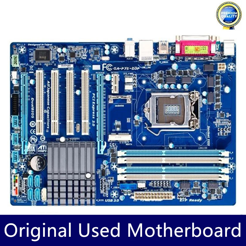 

Used Motherboards GA-P75-D3P P75-D3P motherboard DDR3 32GB i7 i5 i3 LGA 1155 B75 USB3.0 SATA III Desktop motherboard
