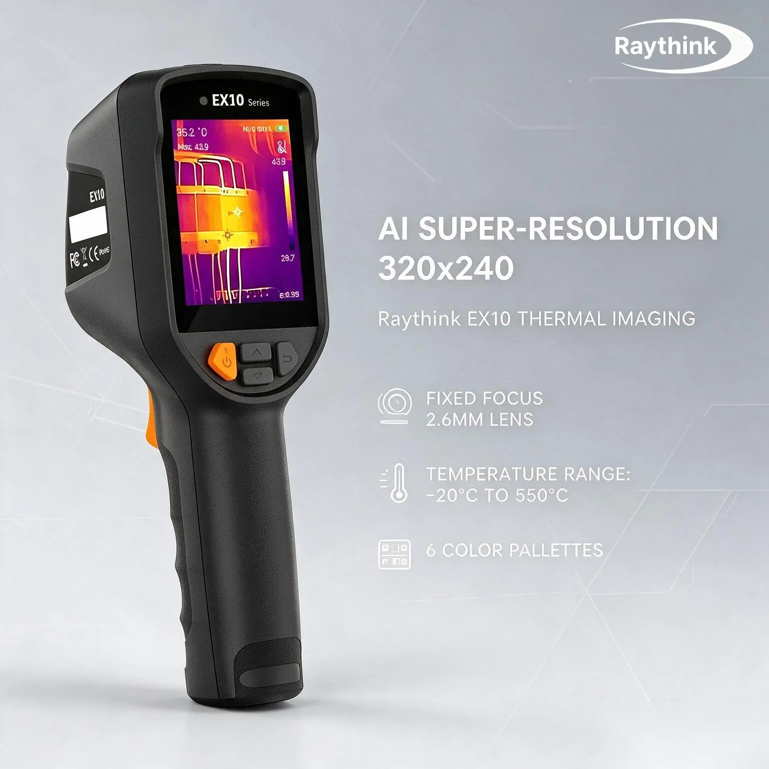EX10 Infrared Thermal Camera, HVAC Leak & Draft Detection, 2.8-Inch 240x320 Display, 25Hz, USB Type-C, by Raythink