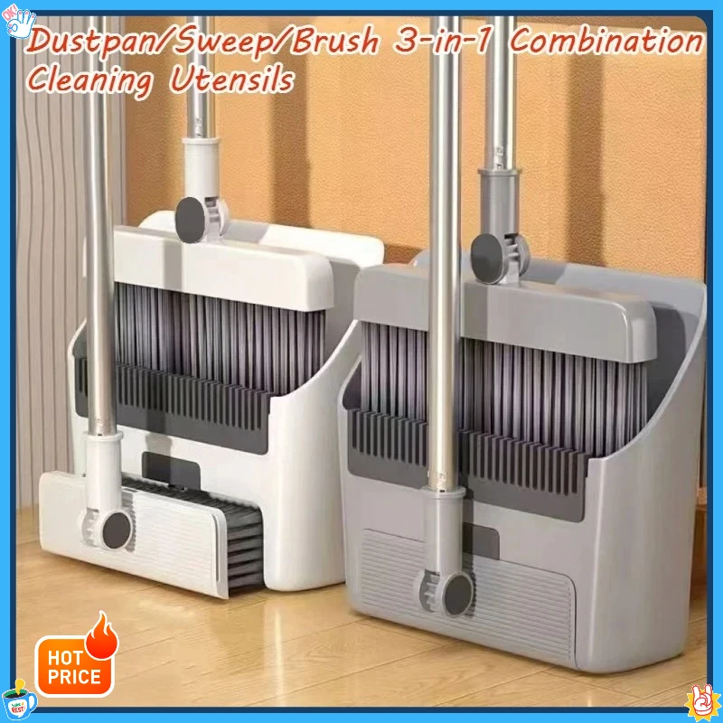 

Прочный набор лопаток для метлы 3-в-1 — складная щетка с мягкой щетиной, комбинированный инструмент для чистки с антипригарным покрытием для дома и улицы