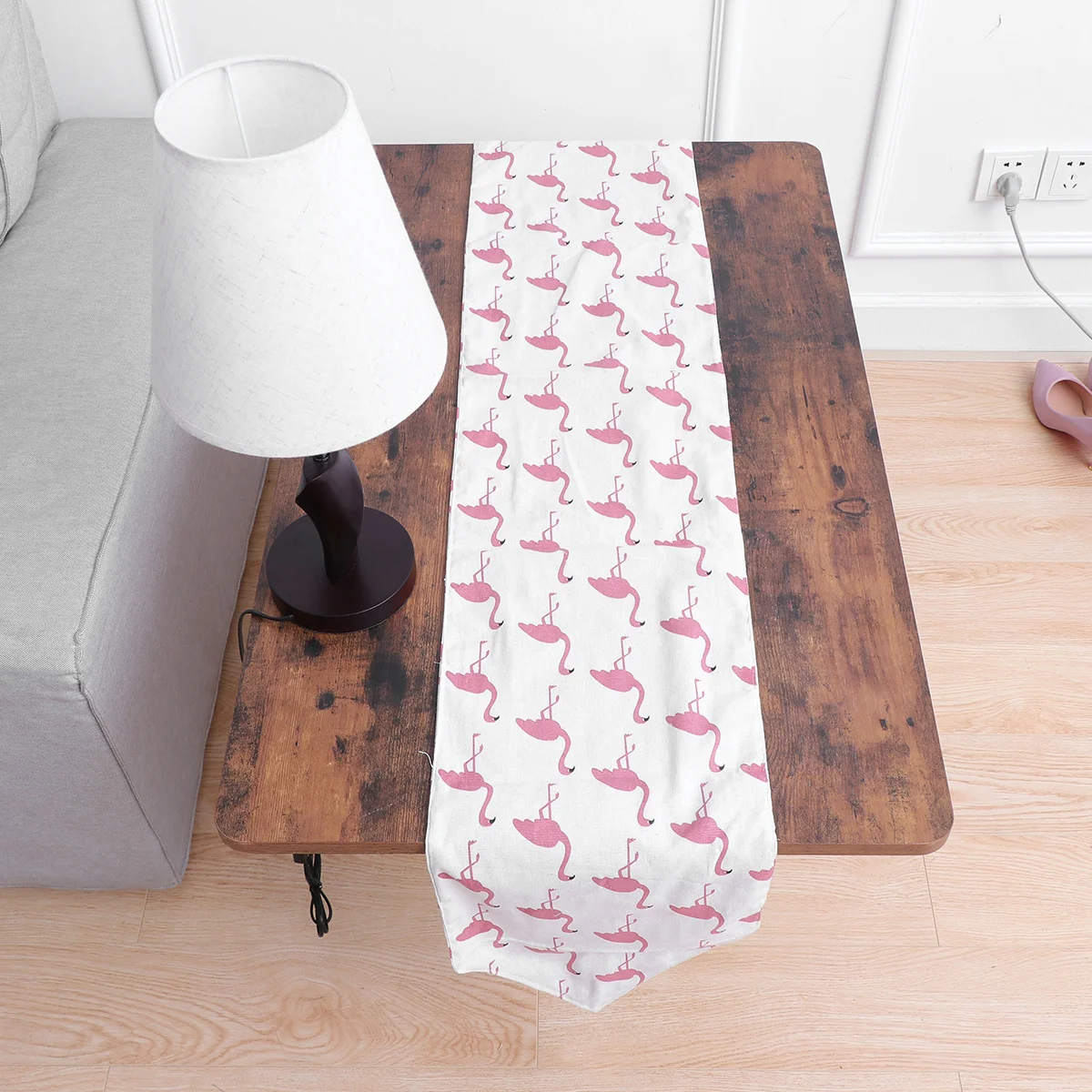 

Cotton Linen Table Runner 180X28Cm Double Sided Flamingo Hawaiian Print For Wedding Birthday Party Tropical Decor Home