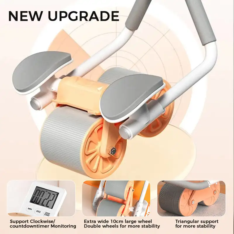 Automatic Rebound Ab Abdominal Exercise Roller With Elbow Support And Timer Wheel Core Exercise Equipment For Home Workout